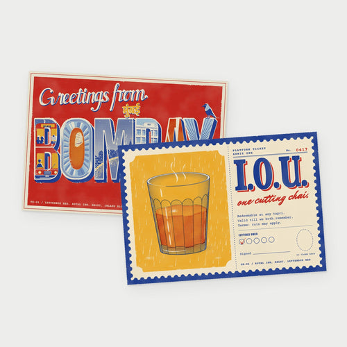 Bombay Pair: Greetings from Bombay and I.O.U. One Cutting postcards