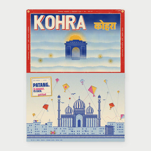 Strike Only on Fog and Kite Season, Old Delhi postcards side by side