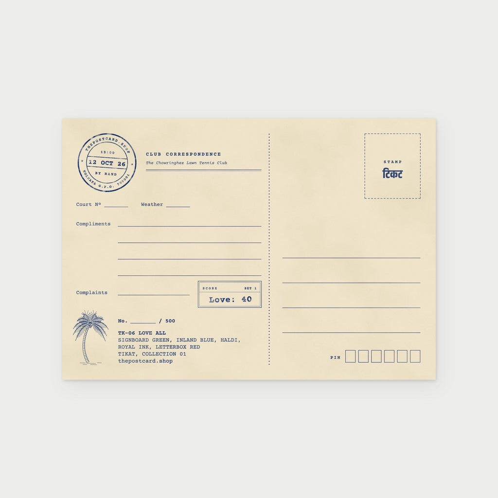 Back of the Love All postcard with stamp box and address lines