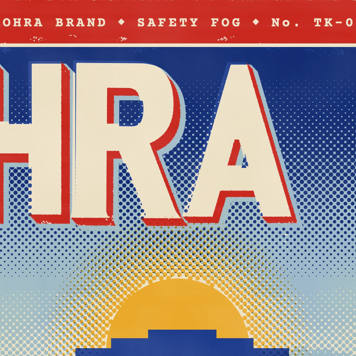Halftone fog bands and India Gate on the Strike Only on Fog matchbox label