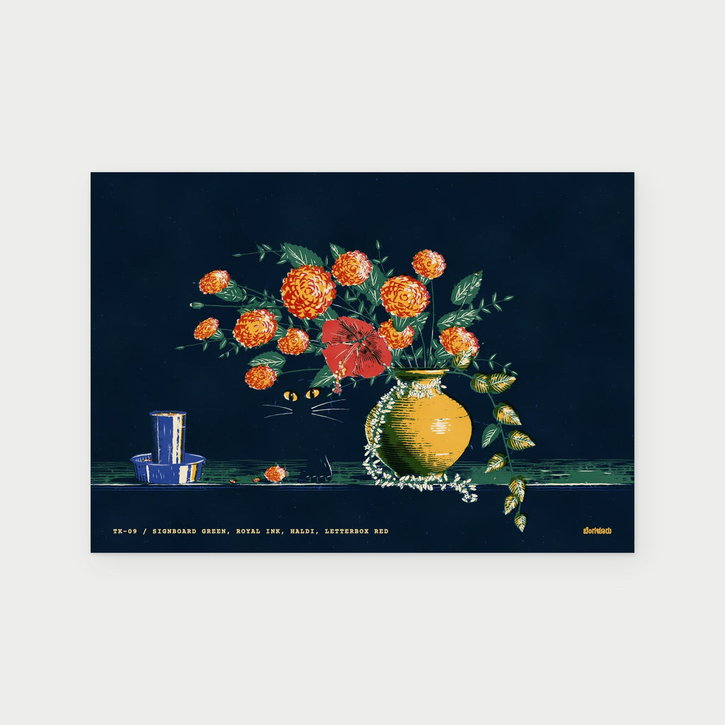 Still Life with Cat postcard, front