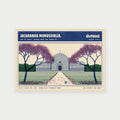 Jacaranda Season Lalbagh postcard styled as a seed packet with the Glass House under purple blossom